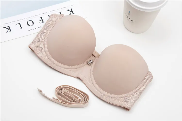 Сексуальное женское нижнее белье, бюстгальтер для нижнего белья с эффектом пуш-ап, кружевной свадебный невидимый бюстгальтер с двойной чашкой, бюстгальтер без бретелек, нижнее белье, бюстгальтер