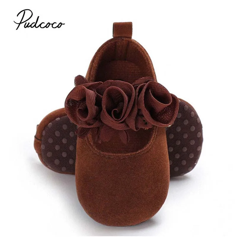 Coffee Pudcoco/Мягкая Обувь для новорожденных и маленьких девочек 0-18 месяцев; Новинка года; Мокасины принцессы с 3D розами; мягкая обувь - Цвет: Coffee