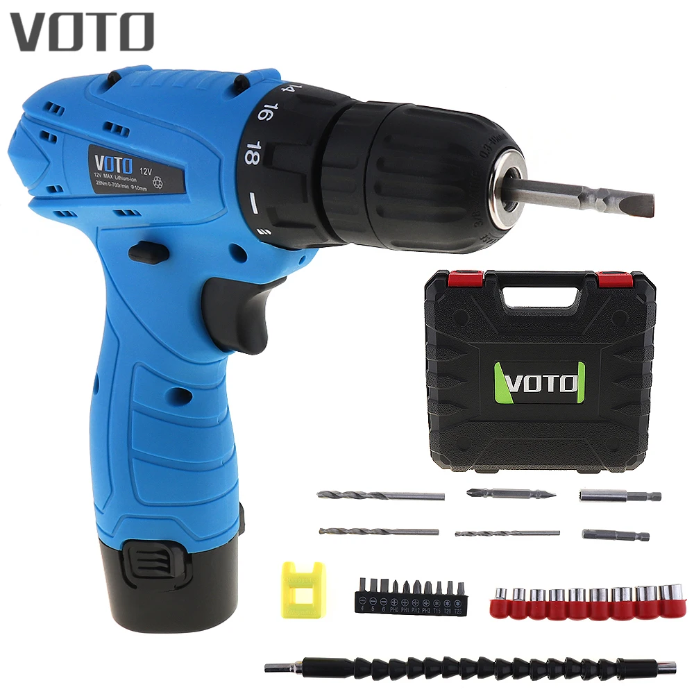 VOTO 12 В Беспроводная электрическая отвертка с поворотным переключателем и 26 шт.