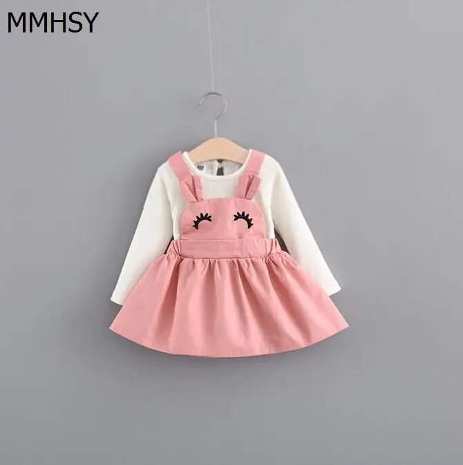 MMHSY 2017 Baby Girl clothing Sets kids 2PCS Cute Shirt+suspender skirt girl outfits for school girls 2017111700171603 |