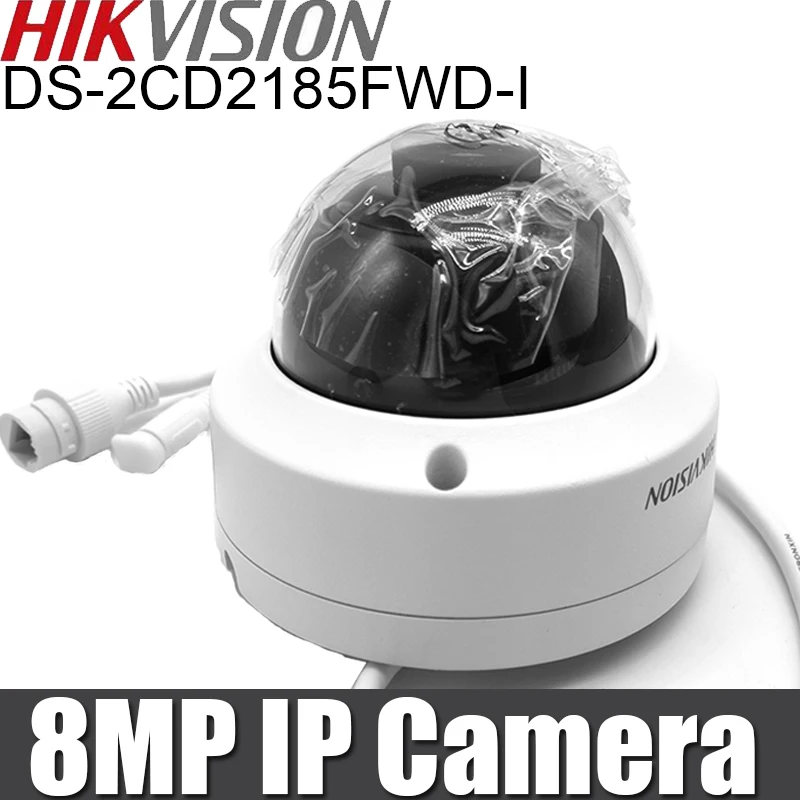 Купольная мини камера видеонаблюдения Hikvision 8 Мп H.265 + разъем для SD карты POE радиус