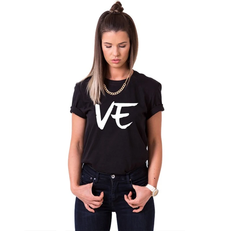 2019 Новинка для влюбленных Пара Лето Забавный пара Для женщин футболки сердце