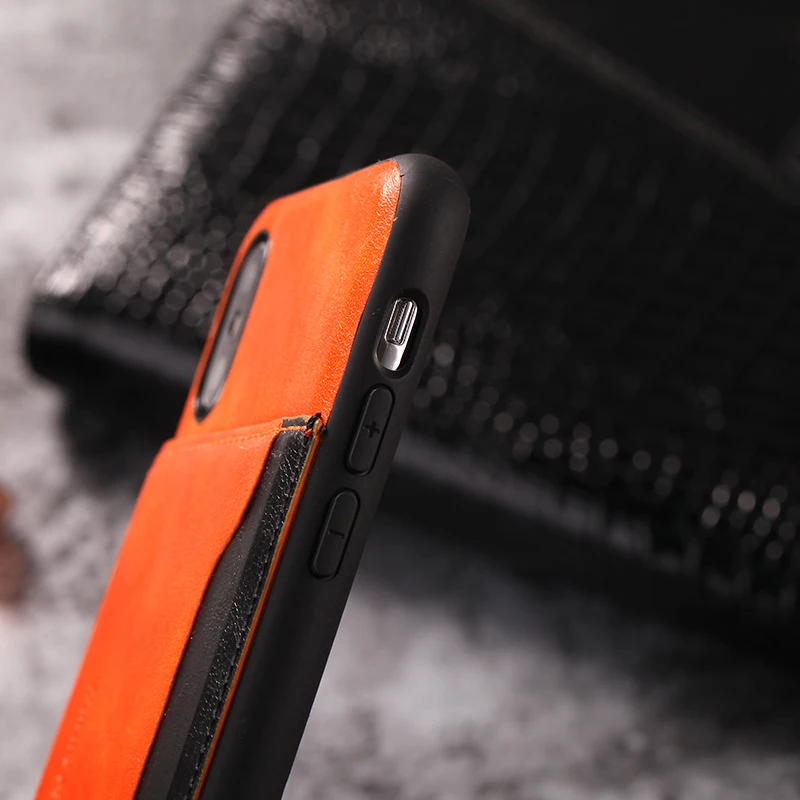 Оригинальный чехол из искусственной кожи для iPhone XS MAX XR X с карманом карт деловой 7