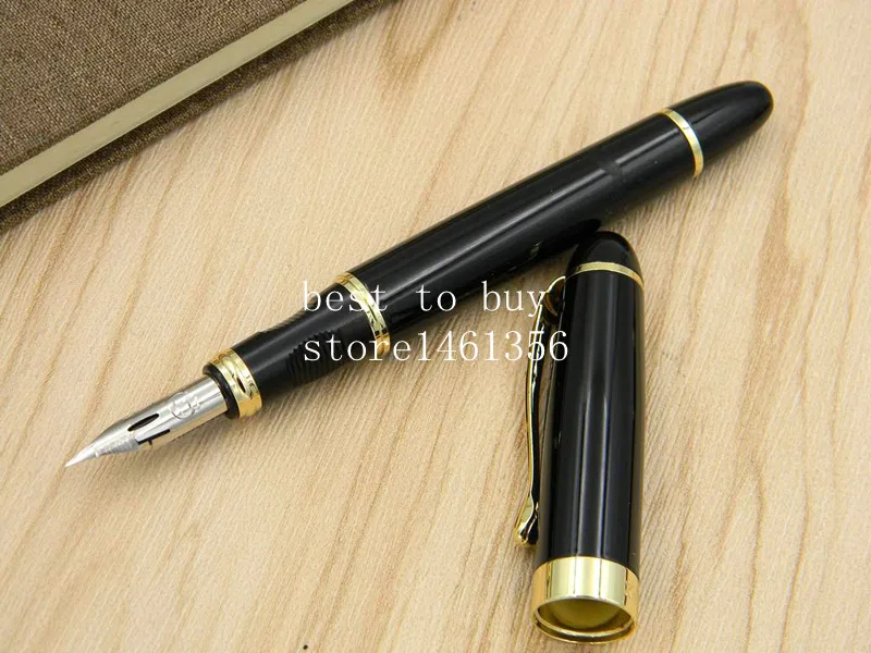 Черный JINHAO X450 г перо цвета слоновой кости белый красный синий круглый корпус английский погружение в воду каллиграфия медная перьевая ручка - Цвет: Черный