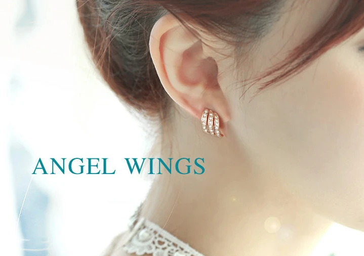 Романтические серьги с дизайном в форме крыльев Ангела розового золота
