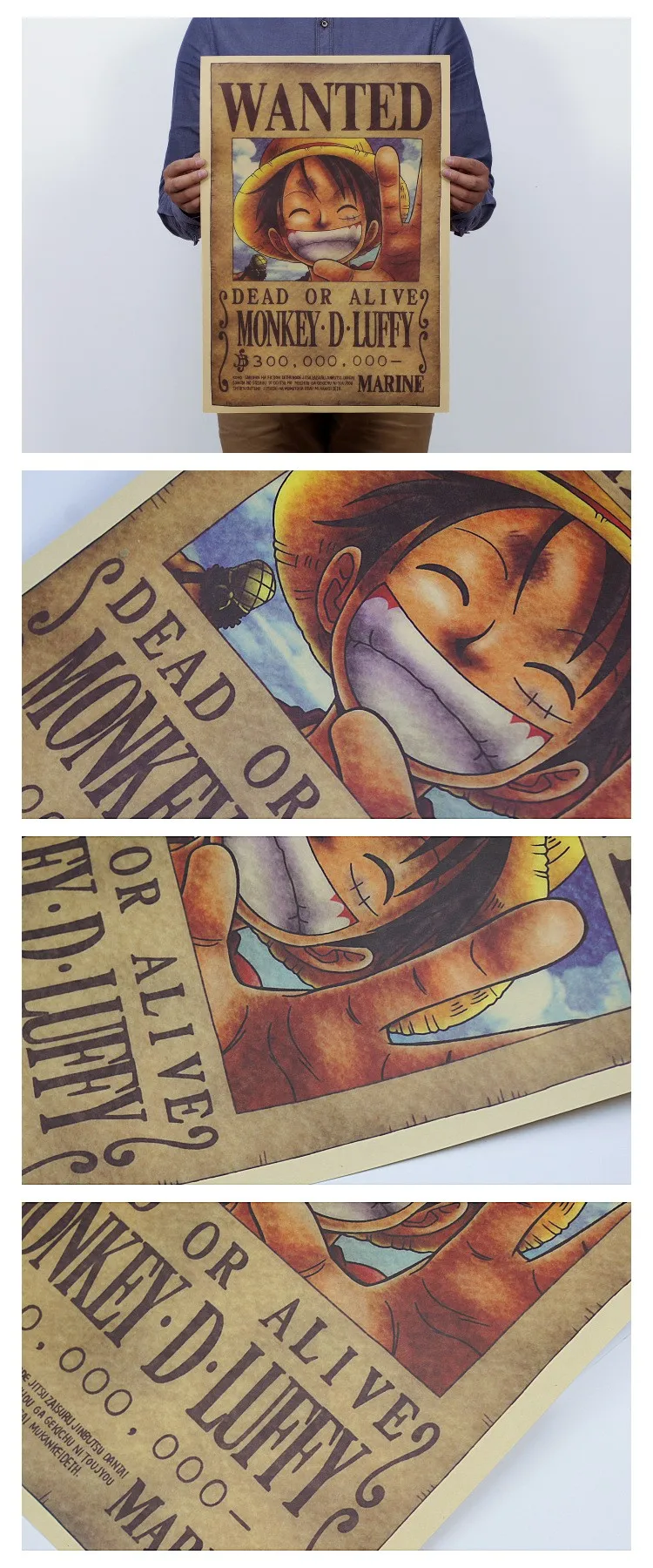 50 шт./лот Аниме one piece Ретро плакат, крафт-бумага бумажная игрушка Luffy Wanted one piece плакаты 51,5X36 cm