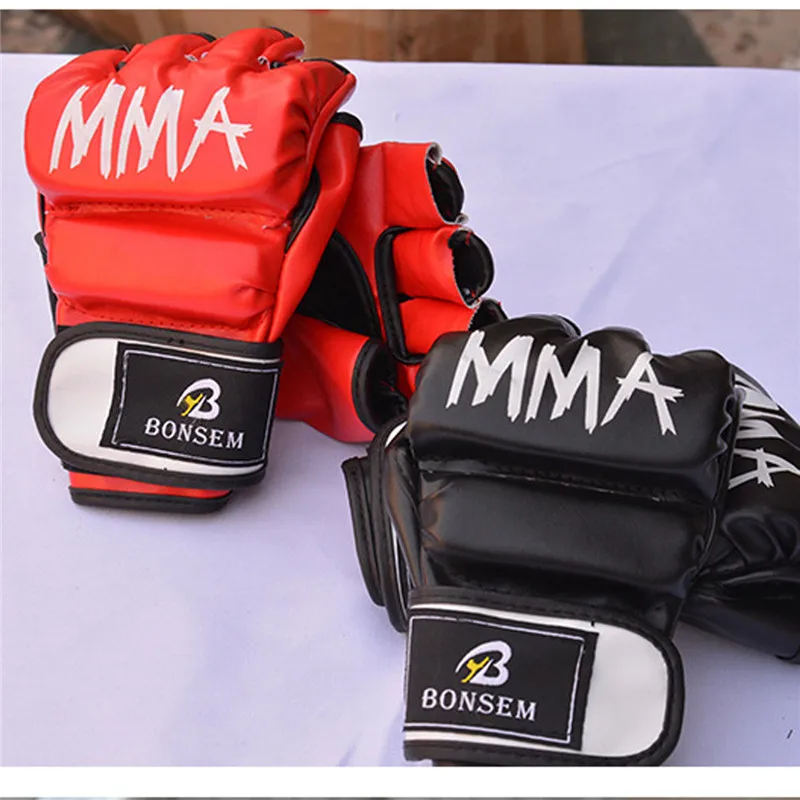 BONSEM бренд Для мужчин женщин PU половина боксерские перчатки ММА WWV армейские