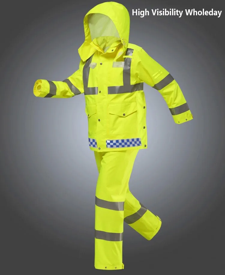 Hi vis плащ-дождевик EN471 Водонепроницаемый защитный светоотражающий жилет непромокаемые штаны непромокаемая куртка