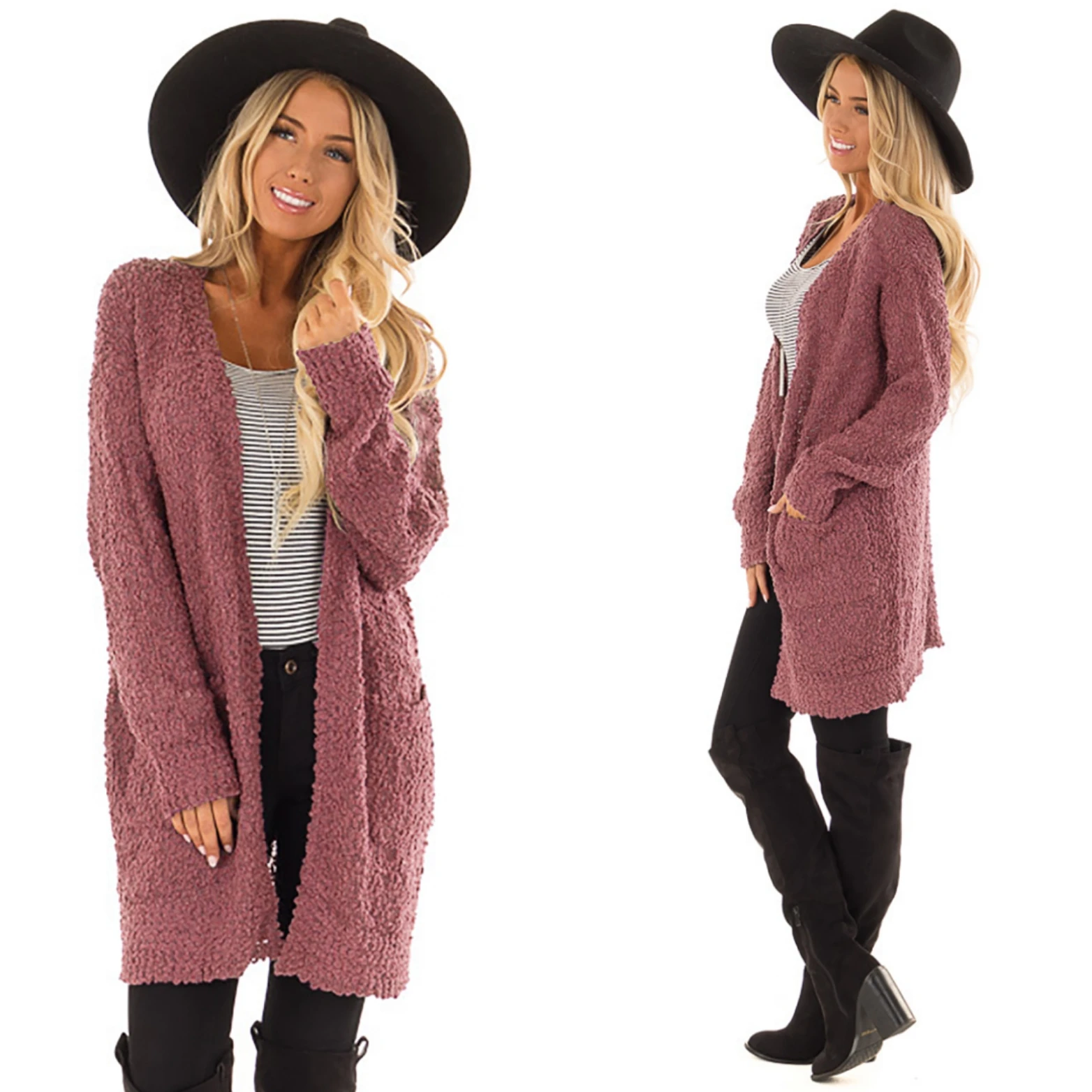 AVODOVAMA M Fashion Warm Women Long Sweaters Solid Knitted Coats Cardigans Female Tops Autumn and Winter |