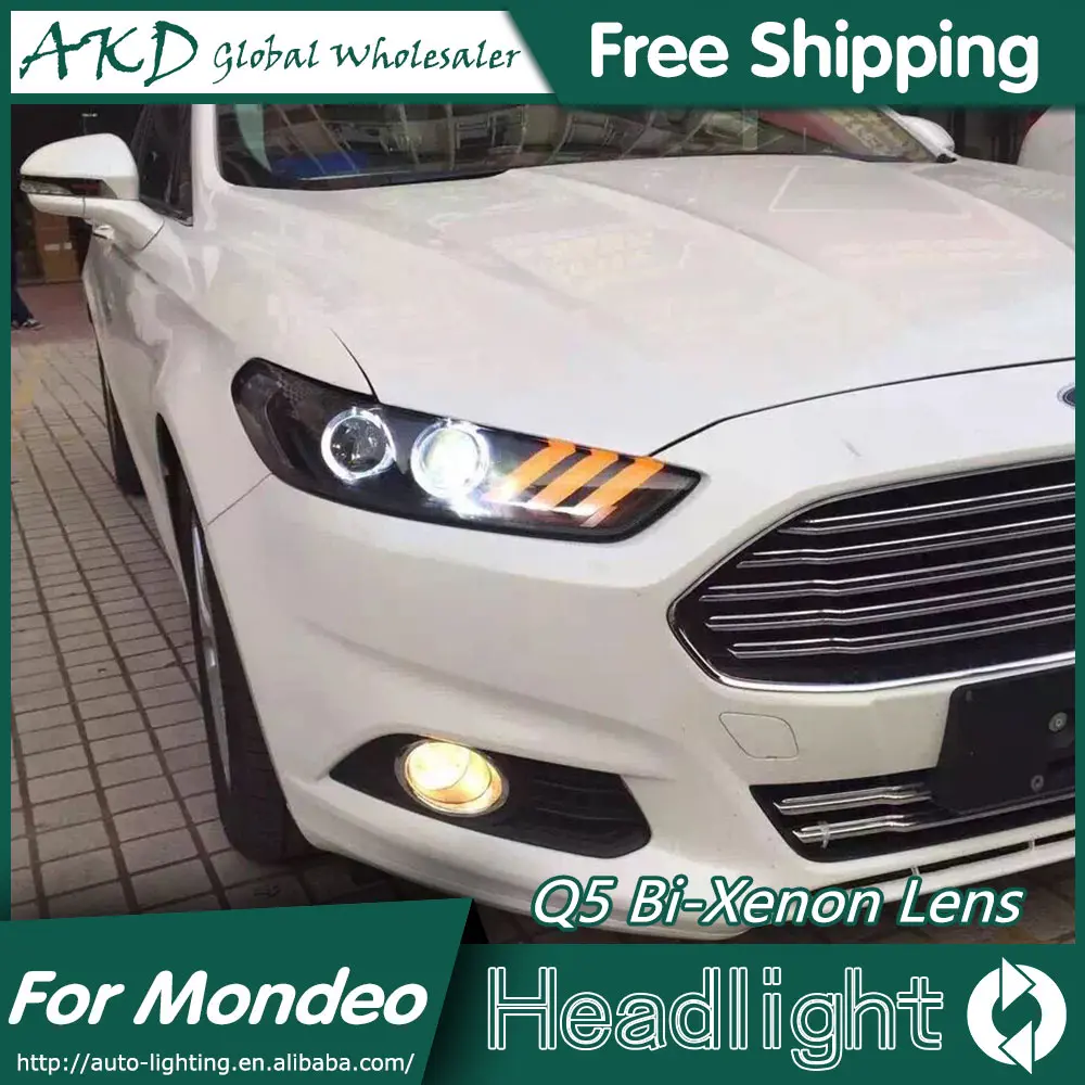 AKD автомобильный Стайлинг для Mondeo фары 2013- Fusion светодиодный фары DRL Биксеноновые линзы Высокий Низкий луч парковка противотуманная фара