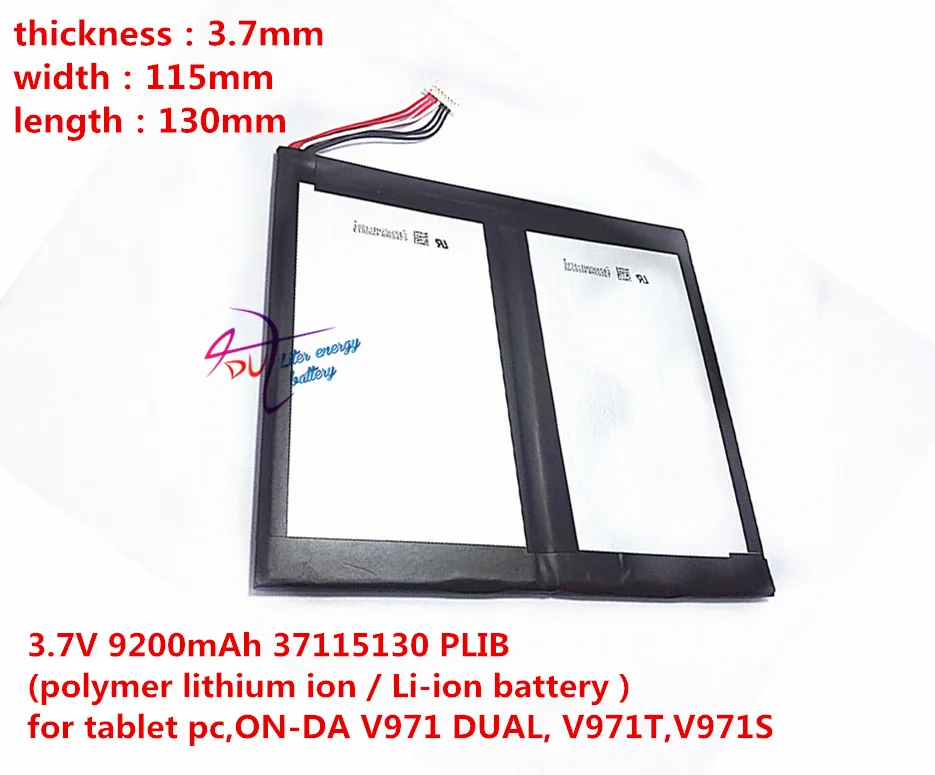 

7 line plug 3.7V 9200mAh 37115130 (polymer lithium ion / Li-ion battery ) for tablet pc,ON-DA V971 DUAL, V971T,V971S