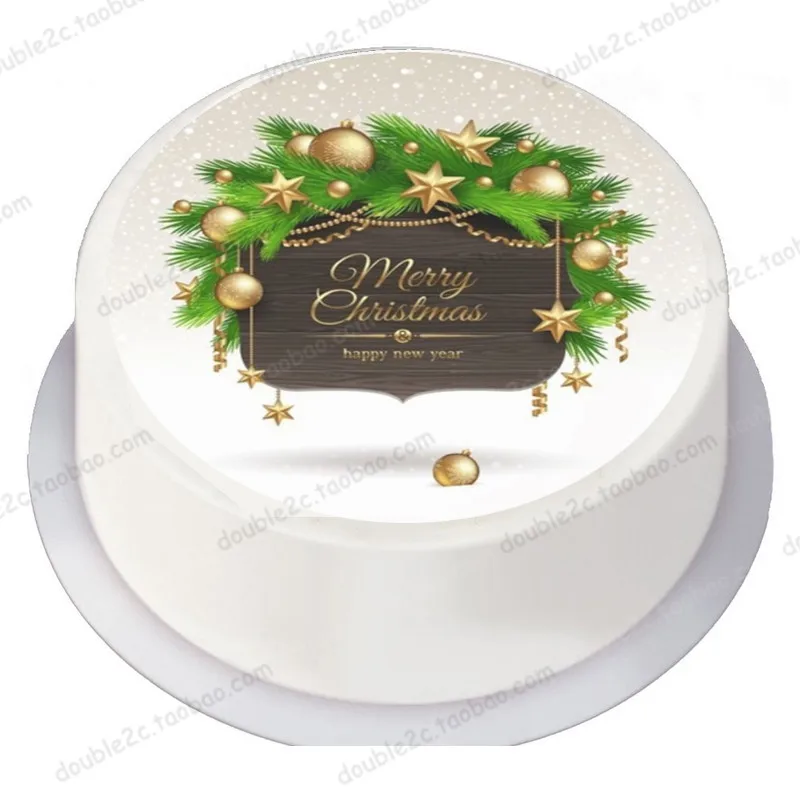 Merry Christmas Edible Paper For Cake Topper Decoration Wafer Transfer Happy Party Decorating | Дом и сад