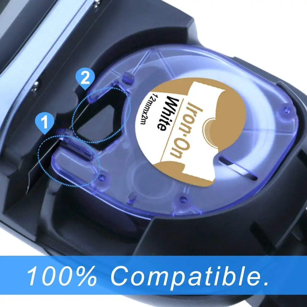 Совместимый с dymo LetraTag ленты 18771 12 мм ткань железо на черный белые лейблом 18768 18769