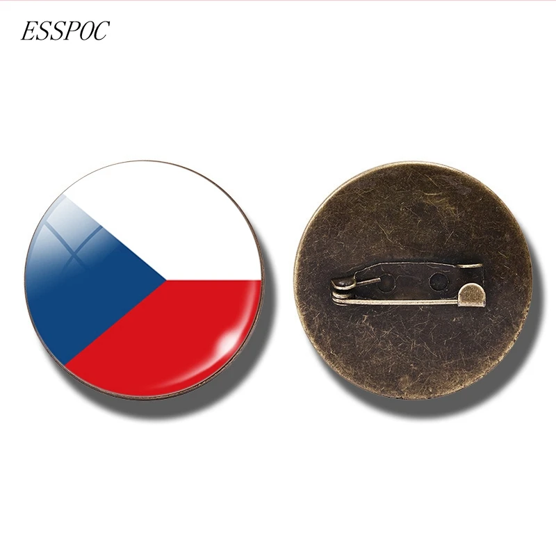Czech Republic Европейский Национальный флаг значок булавка Франция Италия Испания Польша Россия Ирландия голландская страна брошь в виде флага бижутерия со стеклянными кабошонами - Окраска металла: Czech Republic