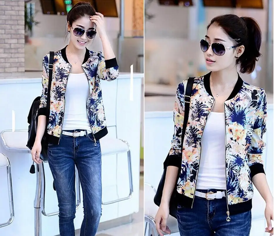 2018 Для женщин куртка Лидеры брендов Цветочный принт для девочек плюс Размеры