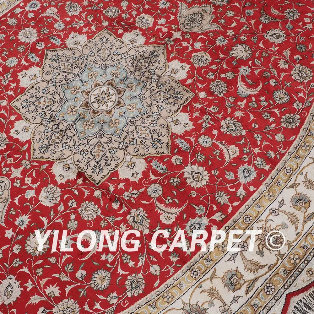 YILONG 6'x9' большой медальон Классический ручной работы Красный Овальный