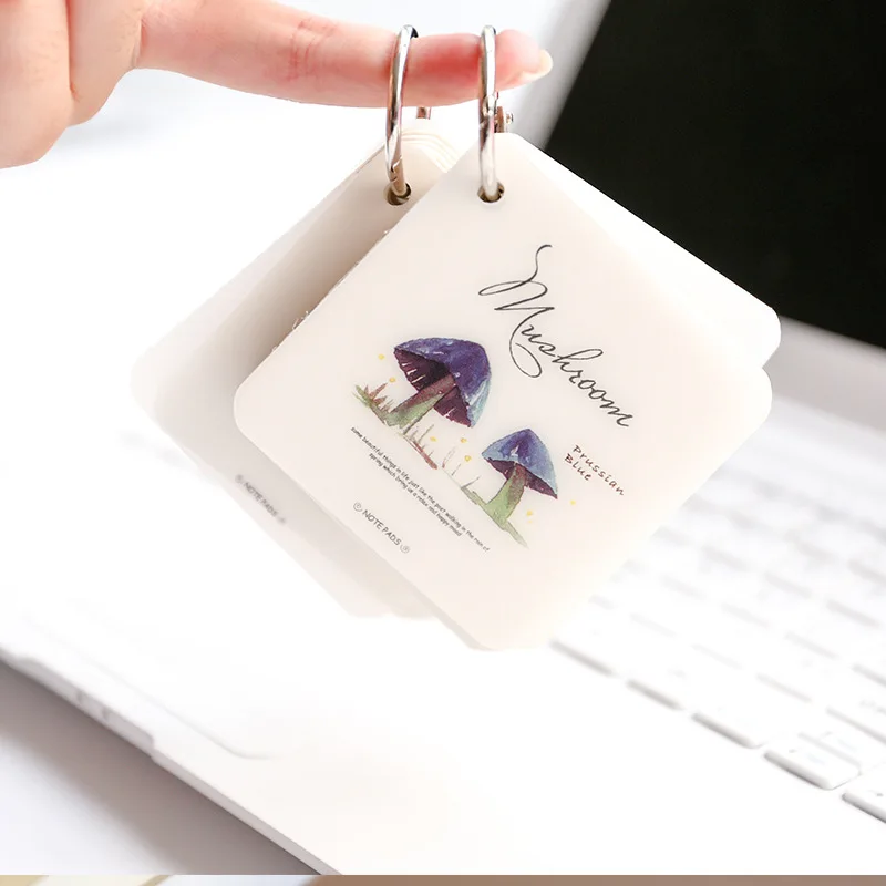 8 Colors Kawaii Mushroom Note Pad Cute PP Cover Memo Notes with Key Chain Blank Page DIY Portable Notepad School Supplies | Канцтовары