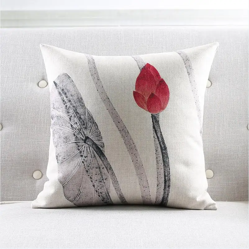 a6 Китай Стиль Винтаж лотоса Цветочный принт Чехлы Home Decor наволочка Cojines Decorativos Para диван наволочка Almofada - Цвет: a6
