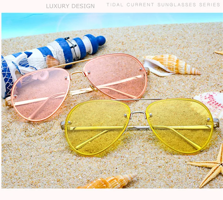 Элегантные солнцезащитные очки без оправы женские брендовые дизайнерские с