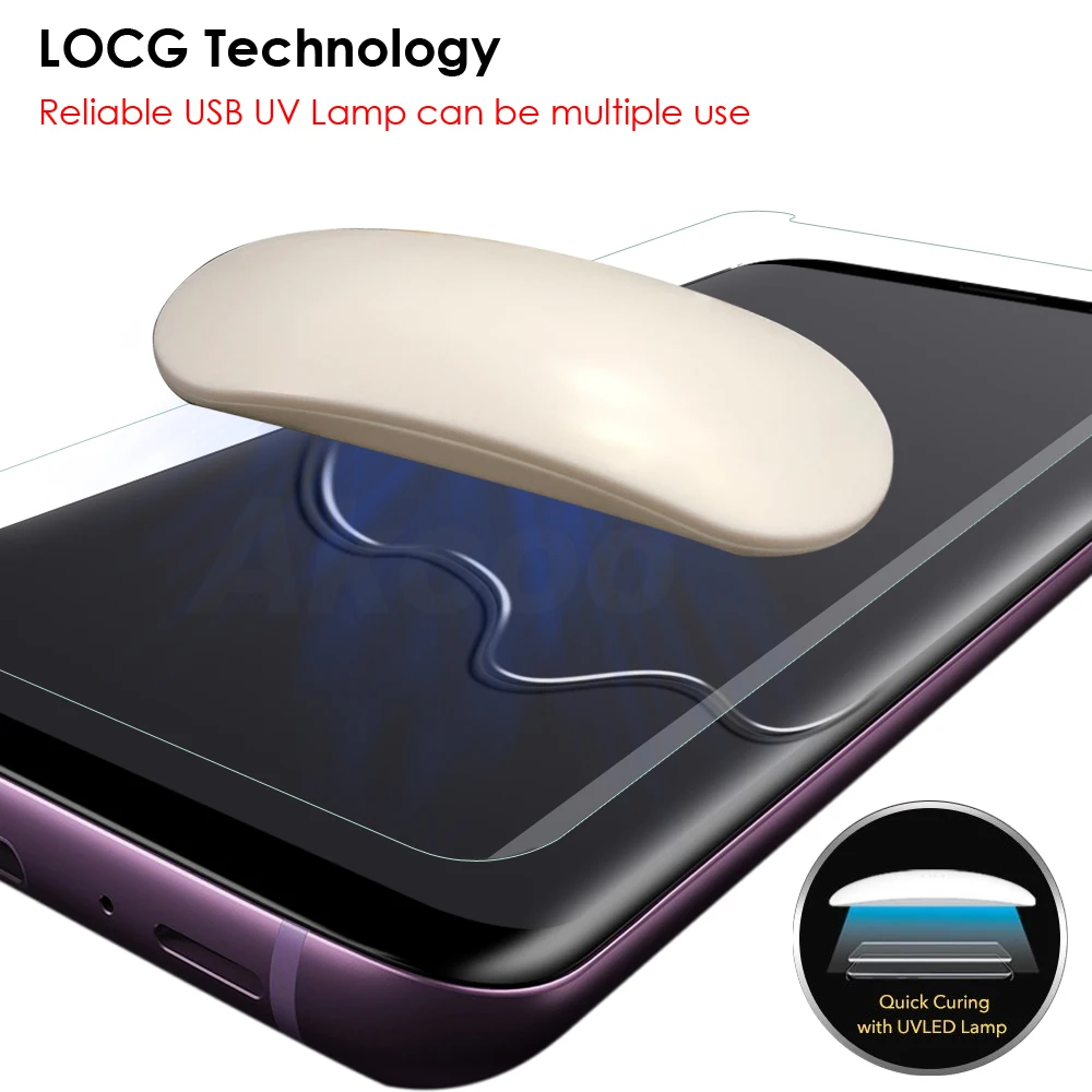 AKCOO Note 9 Защита экрана с полным клеем жидкое закаленное стекло для samsung galaxy S8 Plus 9 Note 8 9 полное покрытие стеклянная пленка
