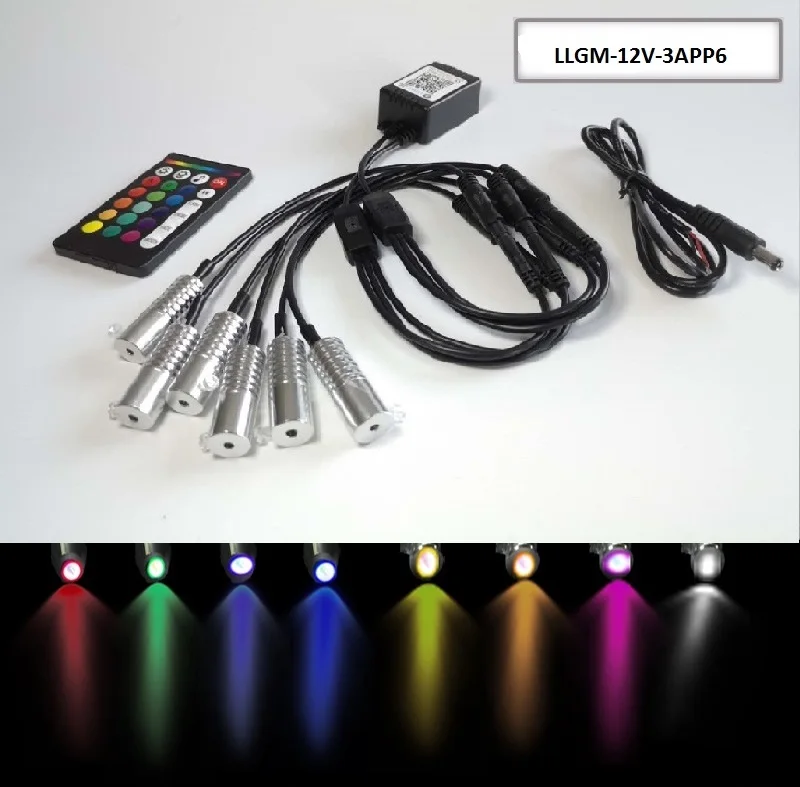 Приложение/ИК управление 12 в 3 Вт многоцветный RGB волоконно-оптический светодиодный светильник двигатель с APP управление автомобиля