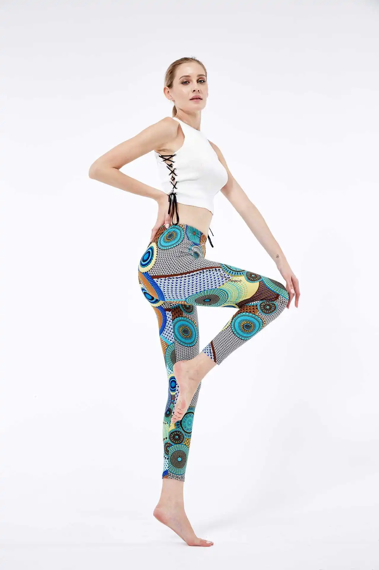 Ladies Bright Geometric Pattern Paisley Print Leggings Buttery Soft Leggings Women Pant Legging