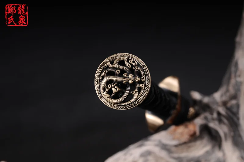 Free Shipping-Antique Chinese Sword Han Jian HandForged Folded Steel Blade Circle Lines Pattern Sharp For Collectible