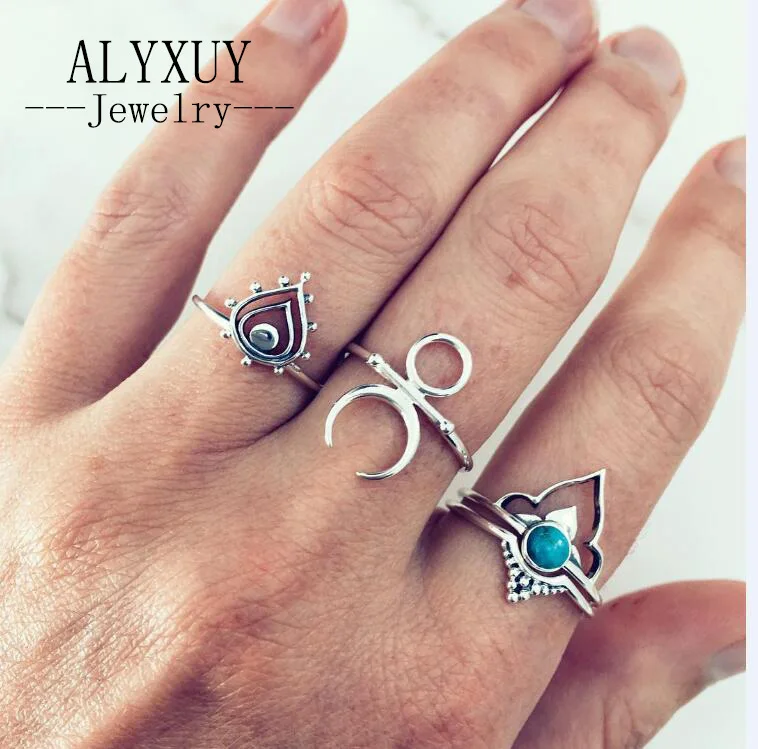Женский винтажный комплект с кольцом ALYXUY 1 = 4 шт. Новый Модный в виде цветов