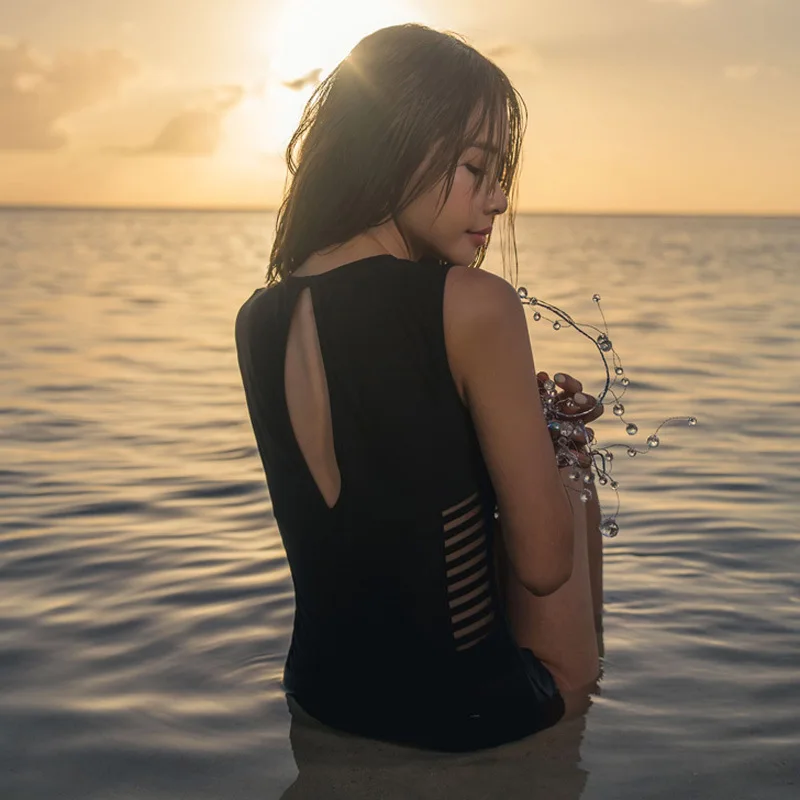 Женский купальник-бикини однотонный купальник с открытой спиной монокини