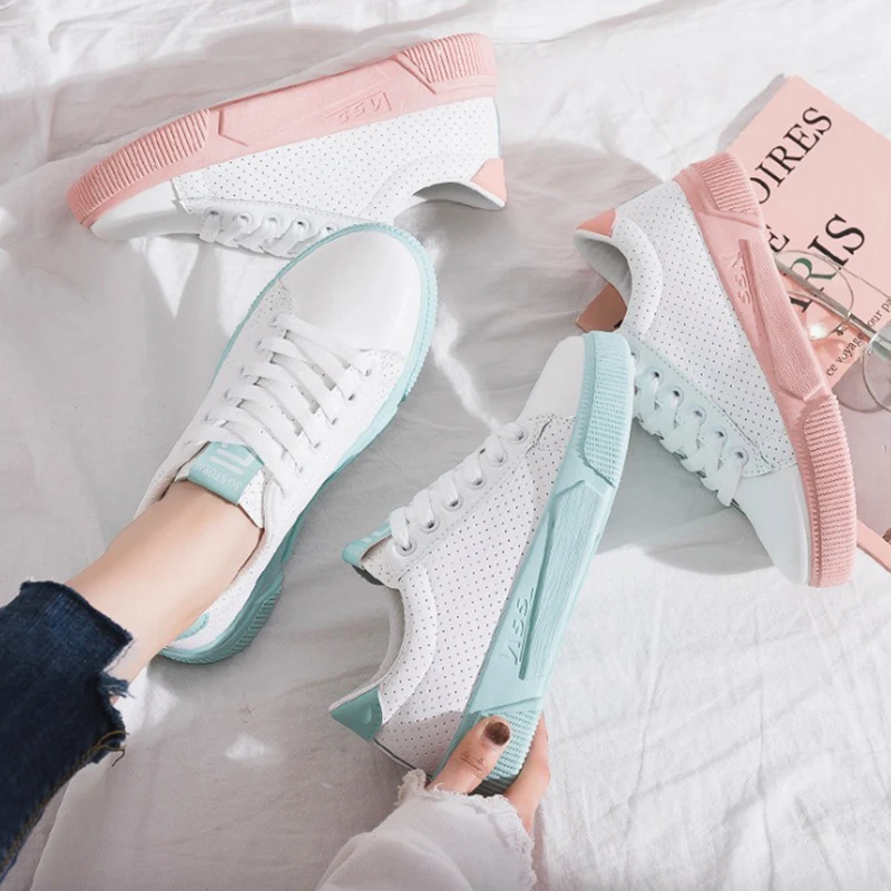 Женские кроссовки Летняя женская повседневная обувь из искусственной кожи