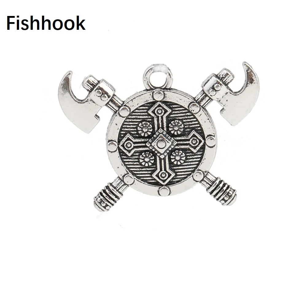 Двойные топоры Fishhook щит варвар крест викингов средневековый рыцарь оловянные
