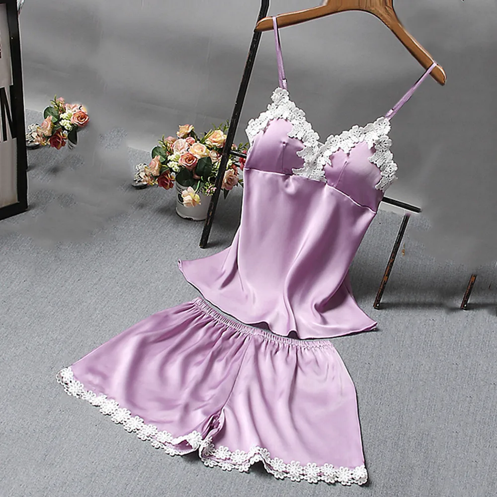 Лидер продаж 2 шт. кружевное белье летняя женская ночная рубашка ночное комплект