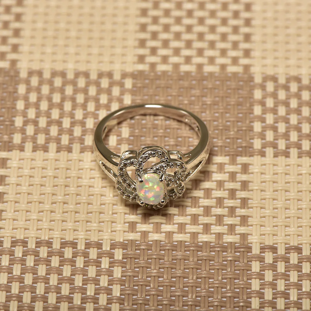 Weinuo White Fire Opal Crystal Ring 925 Sterling Silver Top Quality Fancy Jewelry Wedding Size 5 6 7 8 9 10 A379 | Украшения и