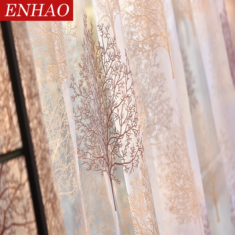 ENHAO Современные тюлевые шторы для гостиной, спальни, кухни, роскошные сплошные шторы для спальни, элегантные оконные шторы из вуали, тюль