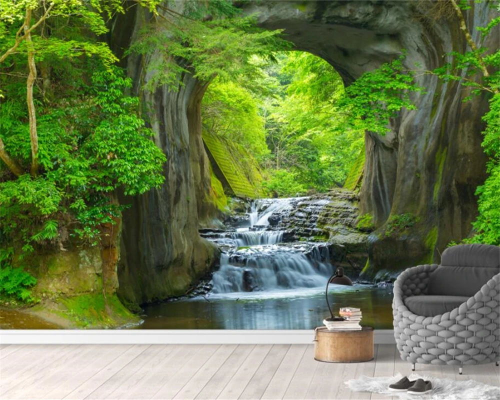 Обои на заказ с изображением природы пейзажа воды зеленого леса настенные