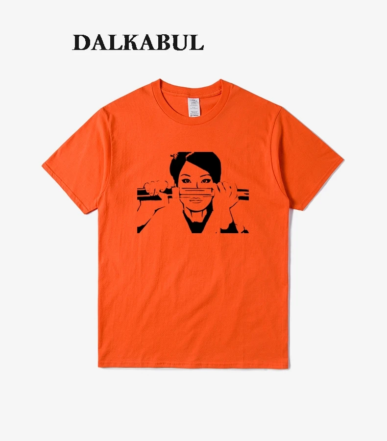 Оранжевый Quentin Tarantino Kill Bill, футболка для мужчин, женщин, девочек, lucy liu kill bill, аниме, футболка, японская катана, Самурай, меч невесты, футболки - Цвет: Оранжевый
