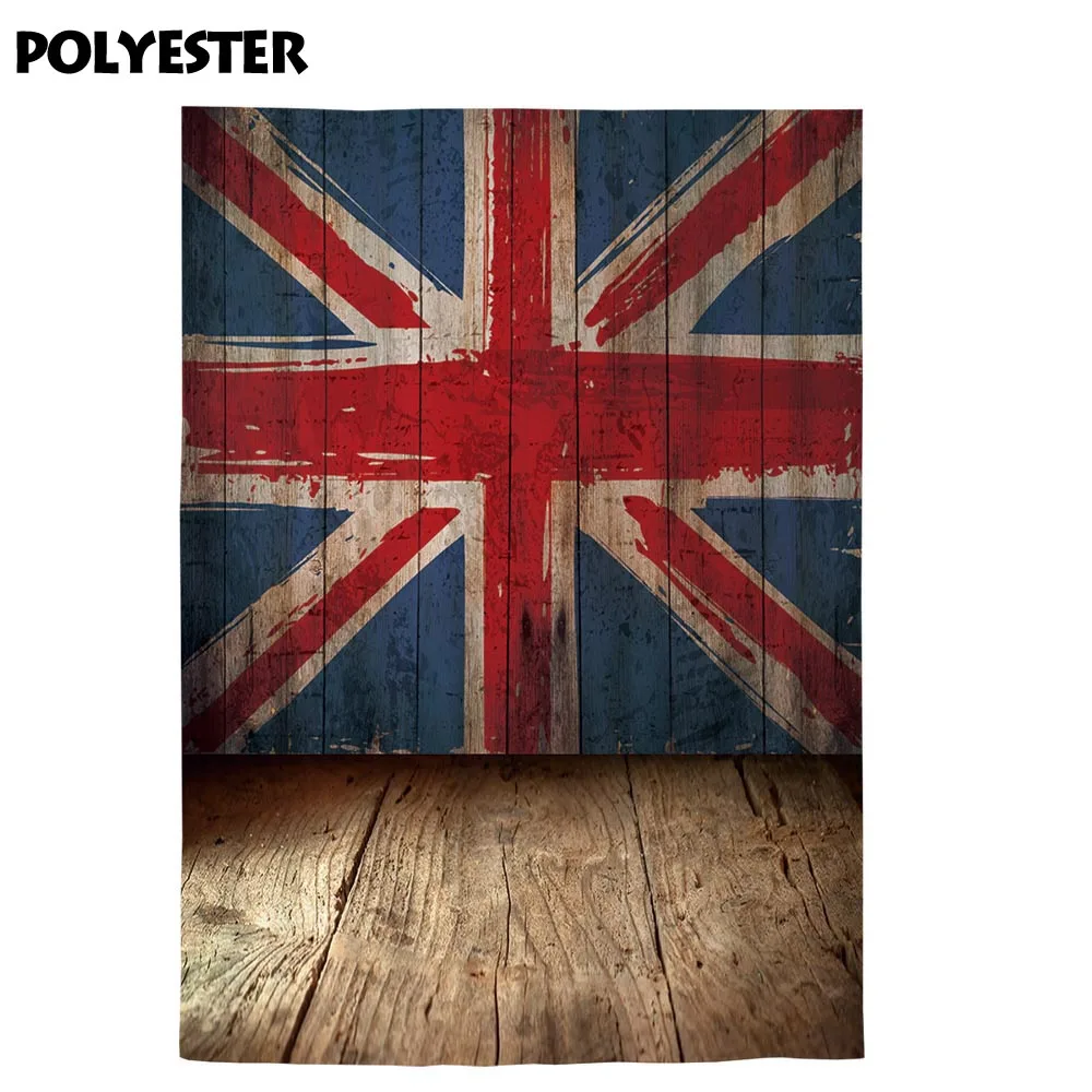 Фон для фотосъемки Allenjoy винтажный деревянный пол Британский патриотический флаг