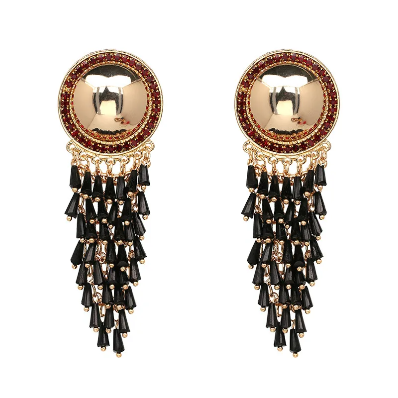 Black JURAN Bohemia Tassel бусы серьги-подвески для женщин Висячие Подвески Серьги массивные модные ювелирные изделия - Окраска металла: Black