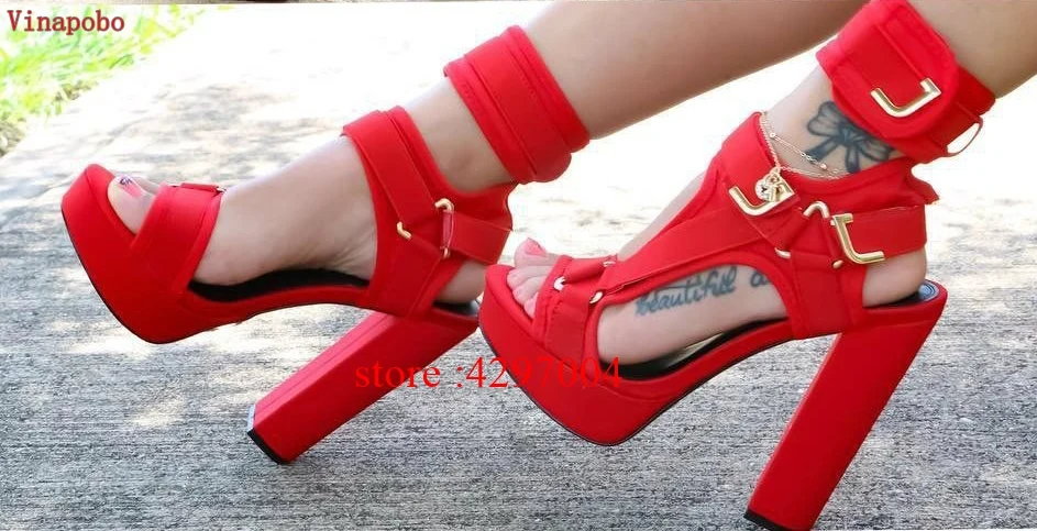 Сандалии женские на платформе и Высоком толстом каблуке босоножки с ремешком из