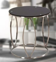 free shipping stainless steel small angle a few sitting room black tempered glass sofa tea table