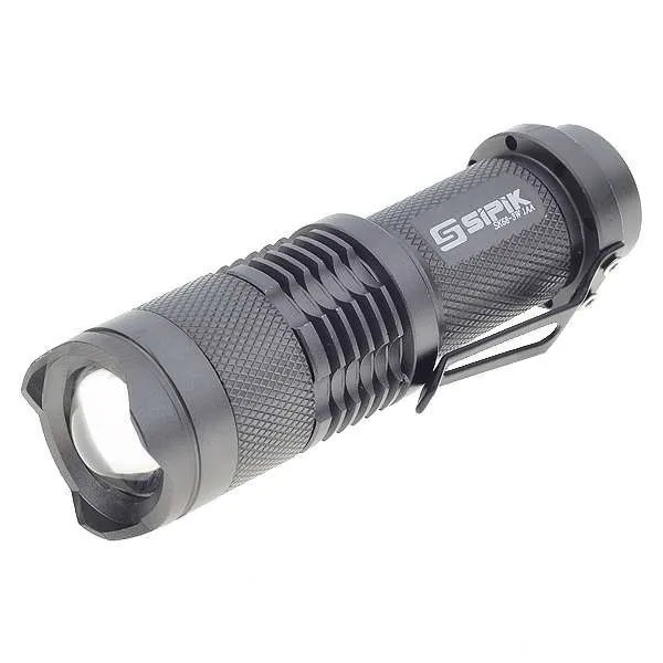 

Популярный Тактический светильник SIPIK CREE Q5 с выпуклыми линзами 450 люмен, светодиодная вспышка для кемпинга и походов-серый (1 * AA/1*14500 батарея)
