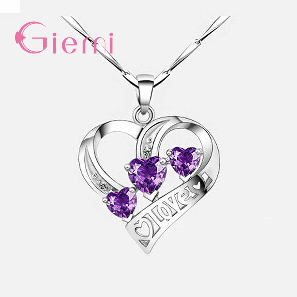 Роскошное фиолетовое ожерелье в форме сердца с австрийским кристаллом Свадебная