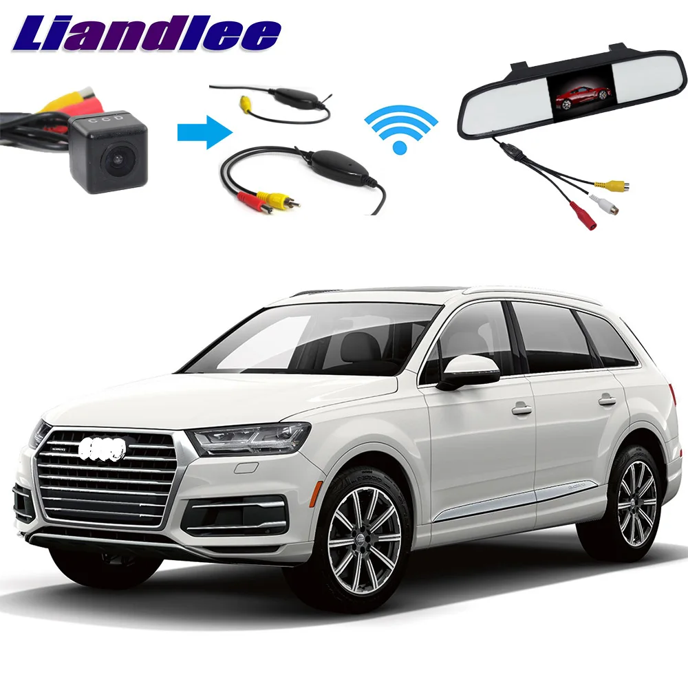 Беспроводная камера заднего вида Liandlee 3 в 1 с приемником и зеркалом для Audi Q7 TDI 4L 2010