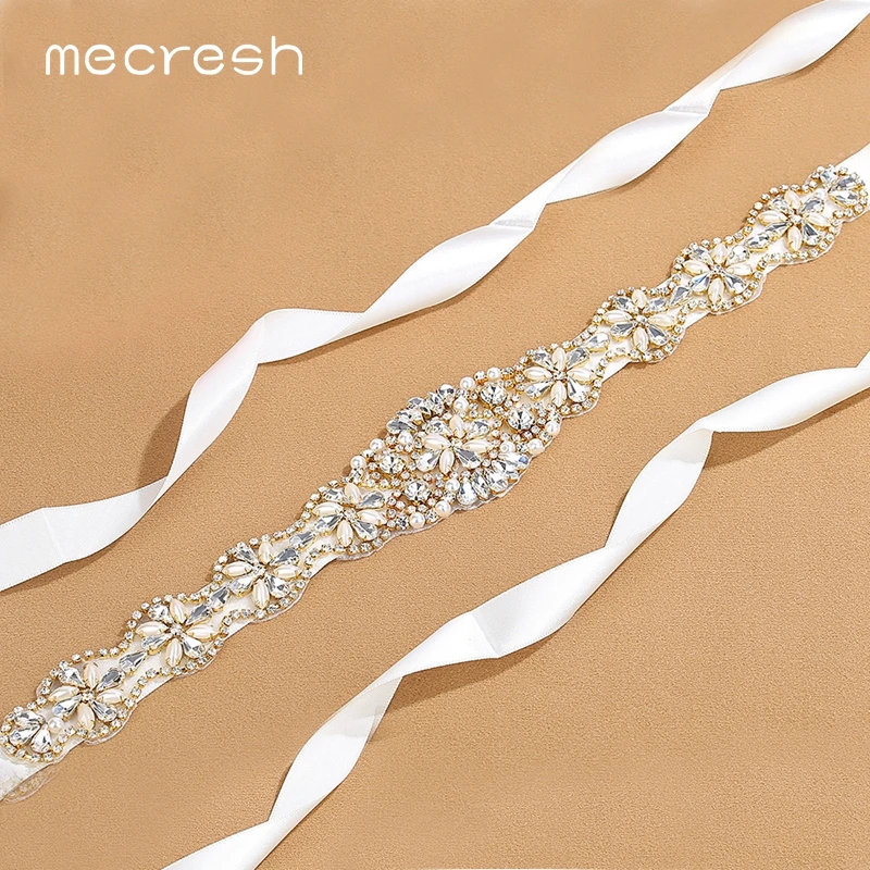 Женское свадебное платье с искусственным жемчугом и кристаллами Mecresh пояс для