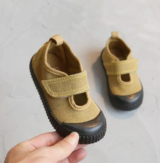 Детская парусиновая обувь в стиле ретро для мальчиков и девочек повседневная