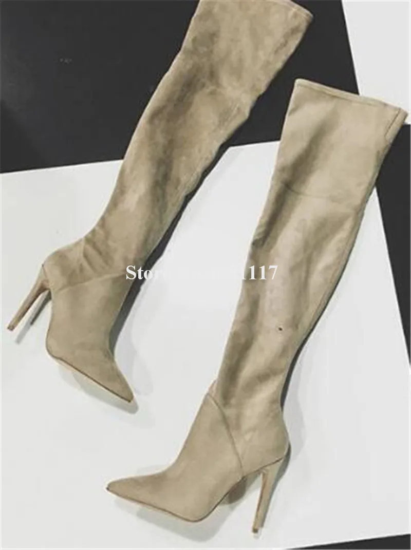 Лидирующий бренд женские модные замшевые сапоги на тонком каблуке-шпильке с
