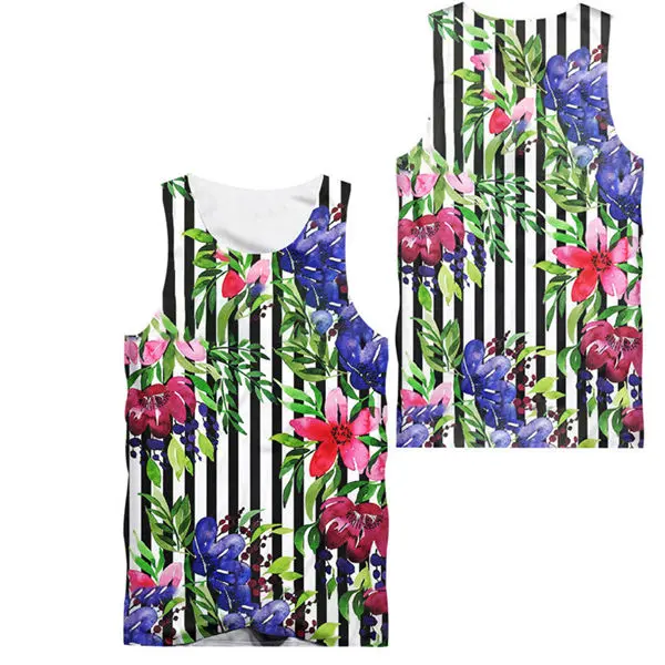 flowers tank tops 09 Тропические цветы 3D принт для мужчин безрукавки для фитнеса Лето без рукавов жилет тренажерные залы стрингеров майка на заказ унисекс Одежда - Цвет: flowers tank tops 09