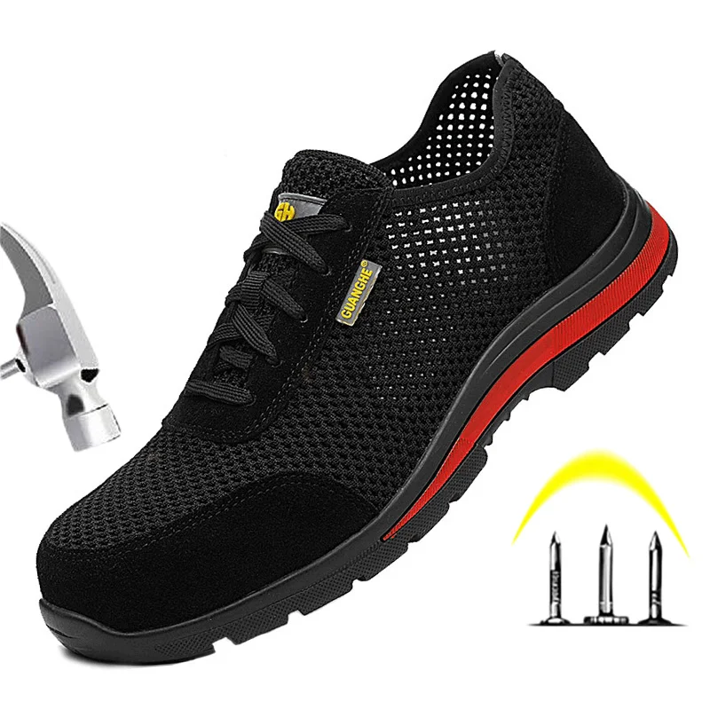 Новинка дышащая мужская обувь со стальным носком безопасные рабочие ботинки