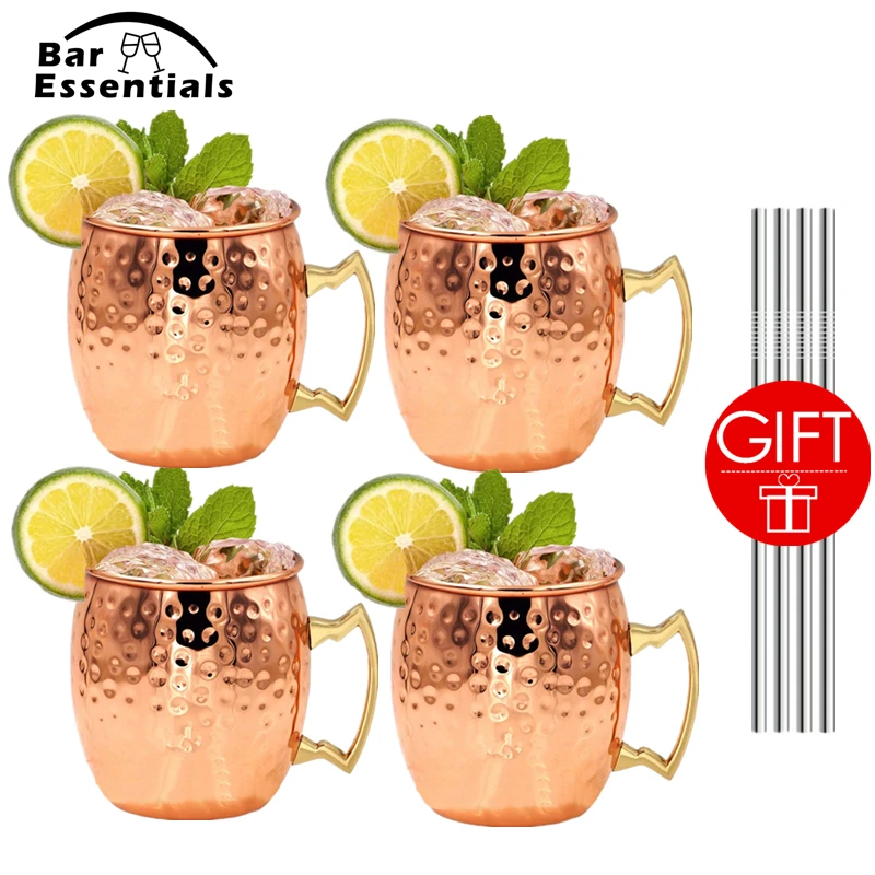 Фото 4 шт. 550 мл 18 унций мюли из меди|mug copper|hammered coppermoscow mule |(China)