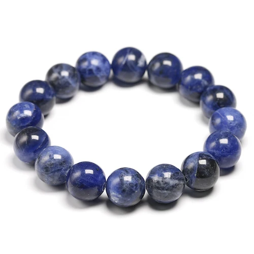 Beads 12mm Натуральный голубой содалитовый камень Для мужчин браслет для женщин на возраст 6, 8, 10, 12 лет мм с бусинами эластичный веревочный модные ювелирные украшения для влюбленных наручные подарки - Окраска металла: Beads 12mm